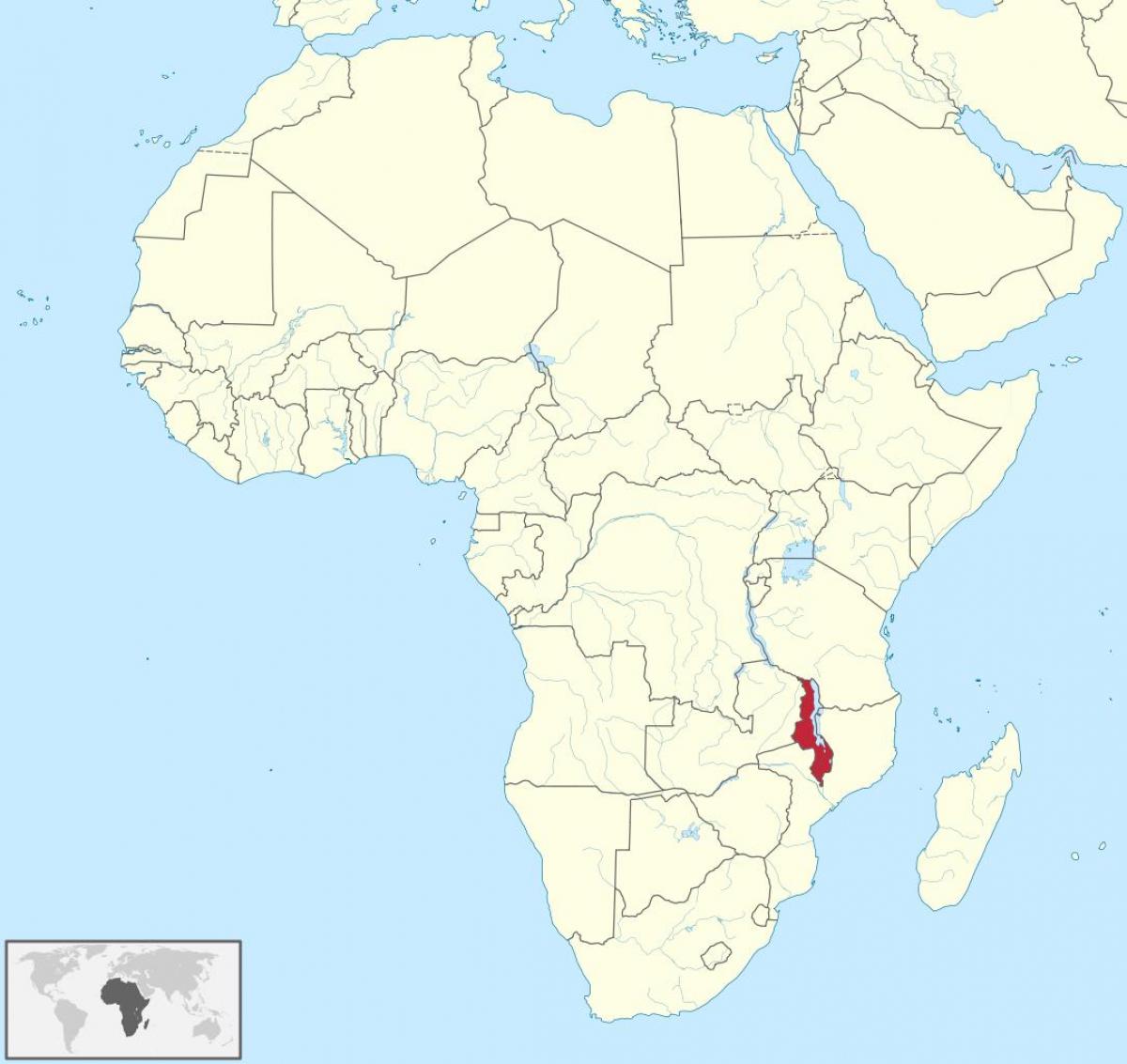kaart van afrika wat Malawi