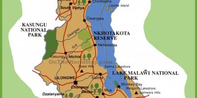 Kaart van Malawi en omliggende lande